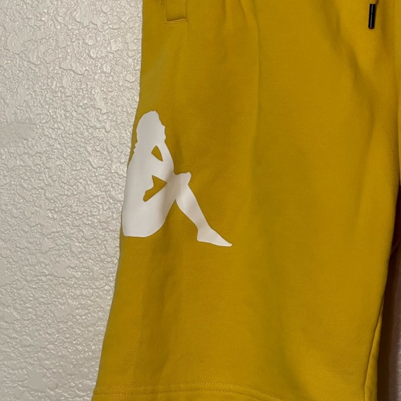 KAPPA Shorts Sweatsuit Knit size Large Bright Yellow Elastic Waist Drawstring - Picture 5 of 14